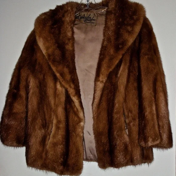 CF CARLSON FINE FURS WOMEN'S LIGHT BROWN MINK JACKET LINED SIZE L